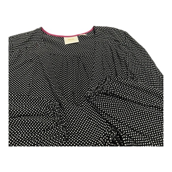 Anthropologie Womens Maeve Wrap Blouse Top Black White Polka Dot Size 4 - Picture 15 of 15